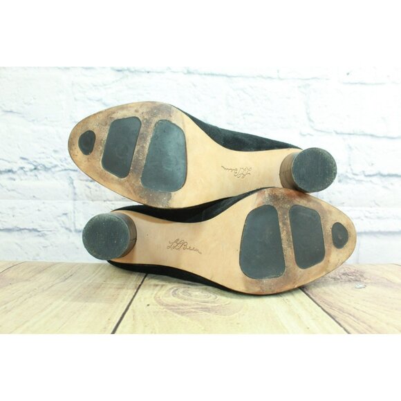 LL Bean Black Suede Platform Pump Heels Ankle Strap Casual Size 7 M Mary Jane - Picture 9 of 9